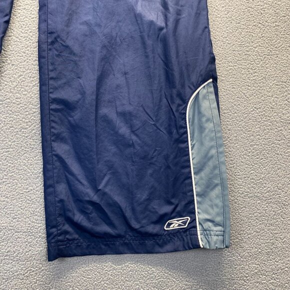 VINTAGE Reebok Pants Mens Large Blue Lined Windbreaker Track Zip Y2K,Wide Leg - Picture 13 of 14